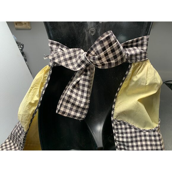 Handmade Yellow & Gingham Check Apron with Pockets & Tie Waist - Picture 5 of 8